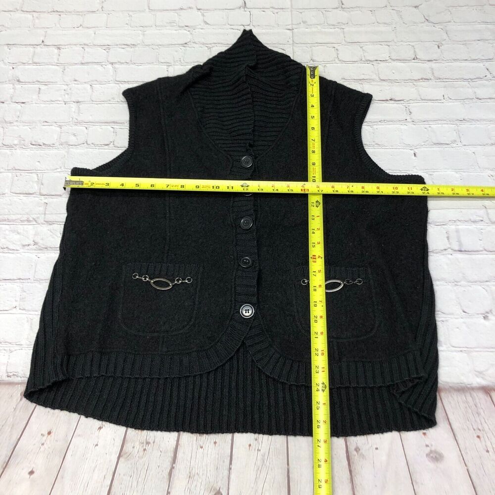 Alfred Dunner Women Sleeveless Vest Sweater Pockets Size 3X Black M185 -27 - Picture 2 of 12